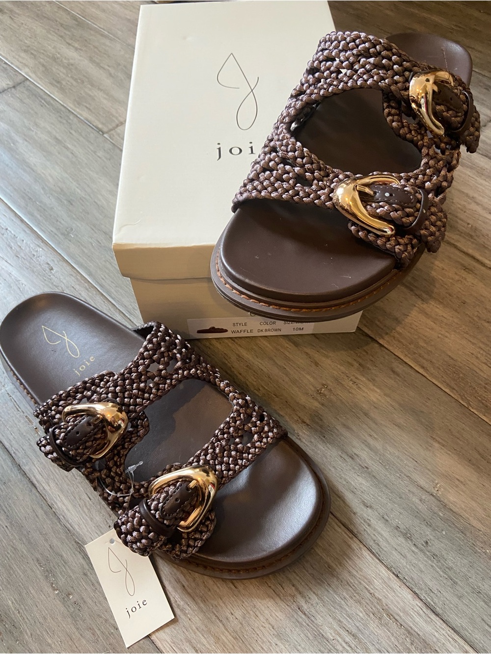 NIB Joie Waffle braided slide Sandals in dark brown size 10 (may fit an 11)